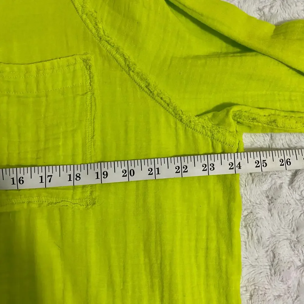 Aerie Neon Green Pool to Party Gauze Button-down Cover-up Boho Beach Shirt XS - Picture 9 of 9